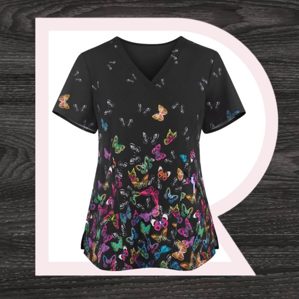 Wallity Butterfly Scrub Top